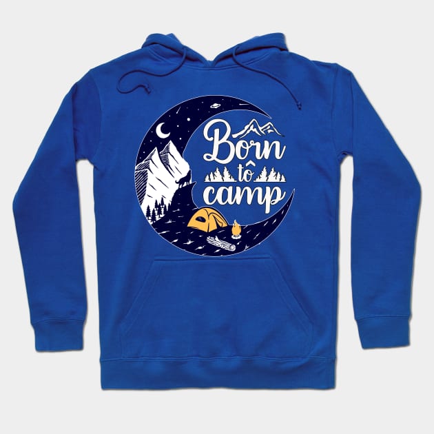 Born to Camp Mountains Wolf Moon Hoodie by letnothingstopyou